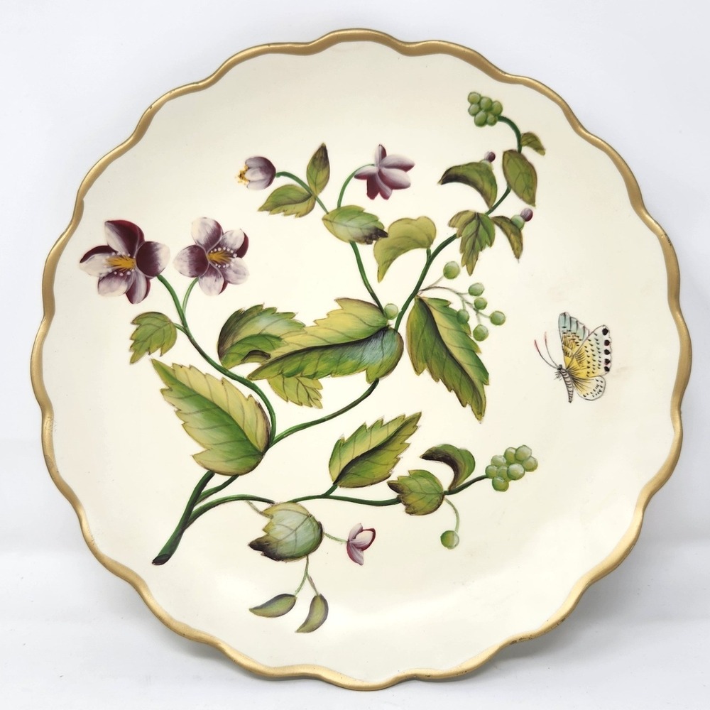 Raymond Waites Botanical Dance Decorative Plate Scalloped Gold Edges